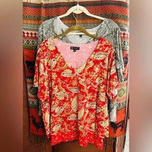 Set of 2 - tiered printed tops